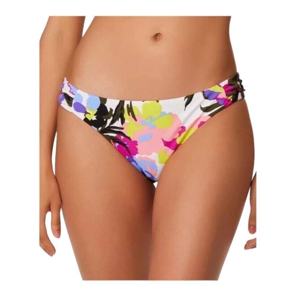 Bar III Paradise Garden Tab-Side Hipster Bikini Bottoms NWT